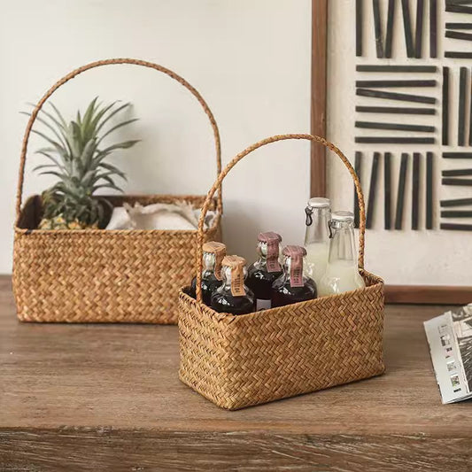 Rectangular Woven Carry Basket Organizer - Armand’s Maison & Marché