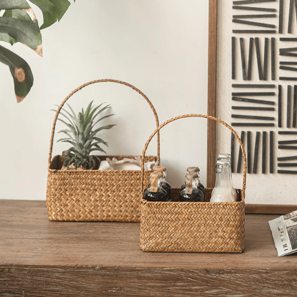 Rectangular Woven Carry Basket Organizer - Armand’s Maison & Marché