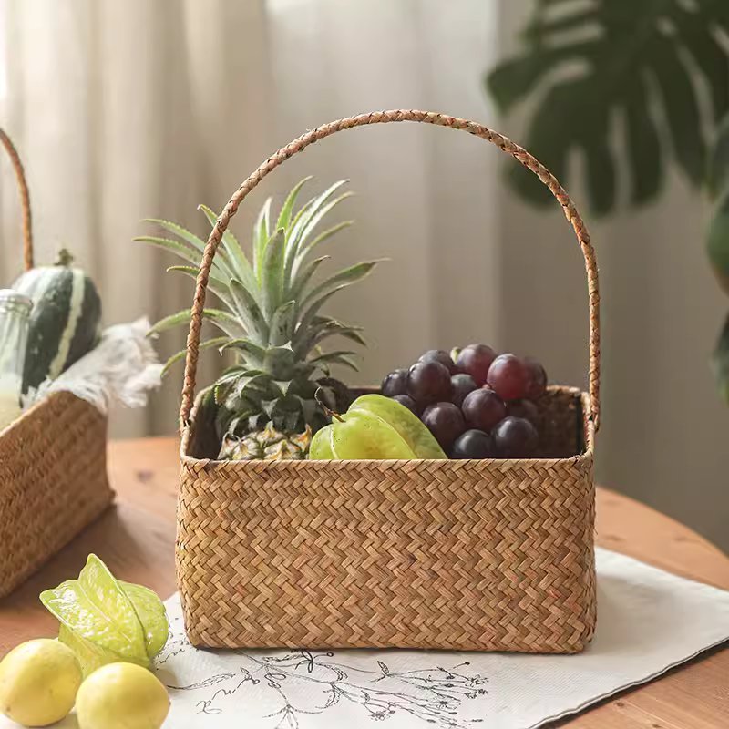 Rectangular Woven Carry Basket Organizer - Armand’s Maison & Marché