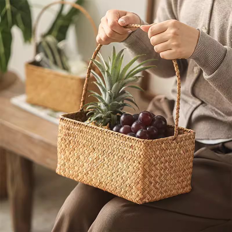 Rectangular Woven Carry Basket Organizer - Armand’s Maison & Marché