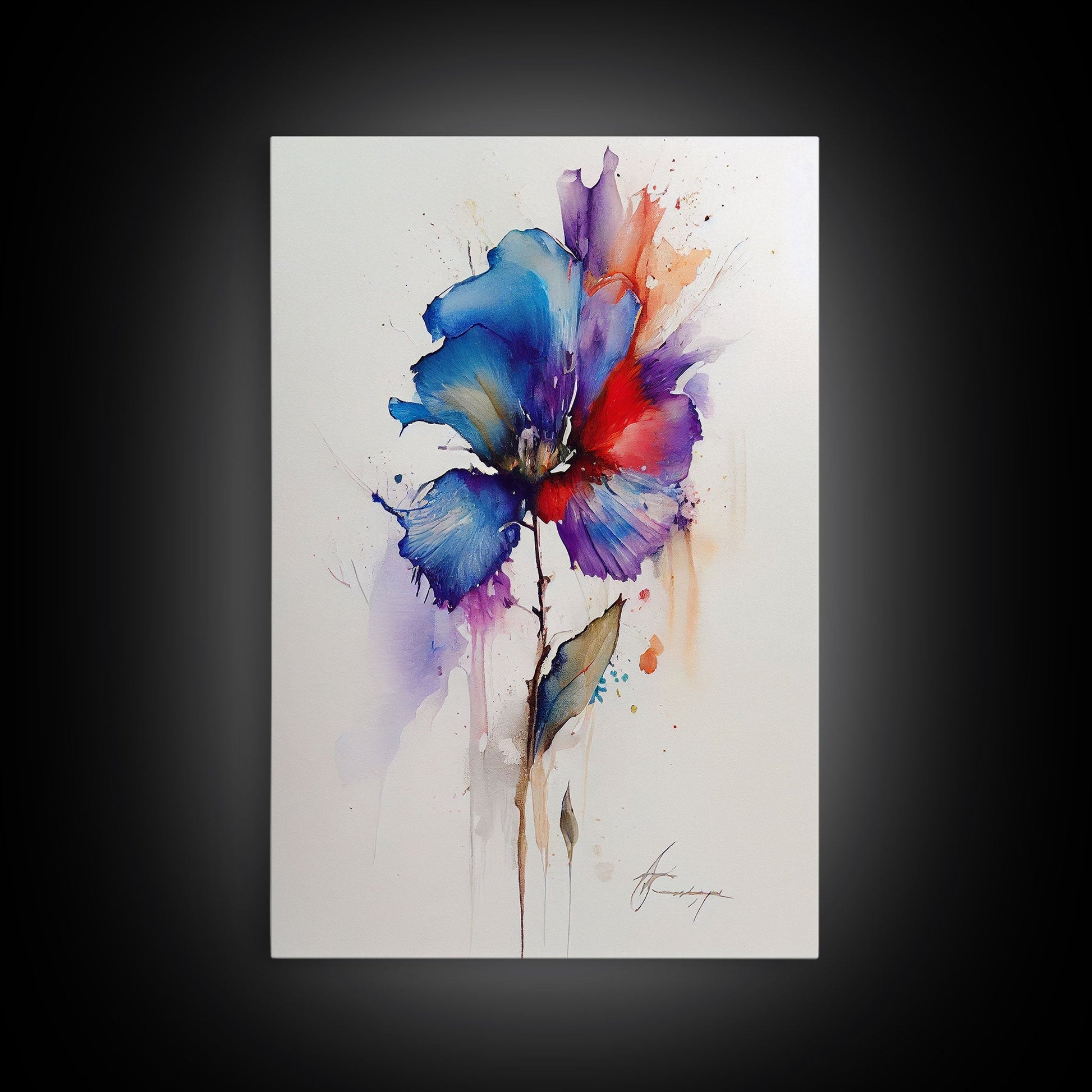 Red and Blue Vintage Style Framed Canvas Art, Vintage Floral Print, Vintage White Roses Painting, Still Life Botanical Farmhouse print, - Armand’s Maison & Marché