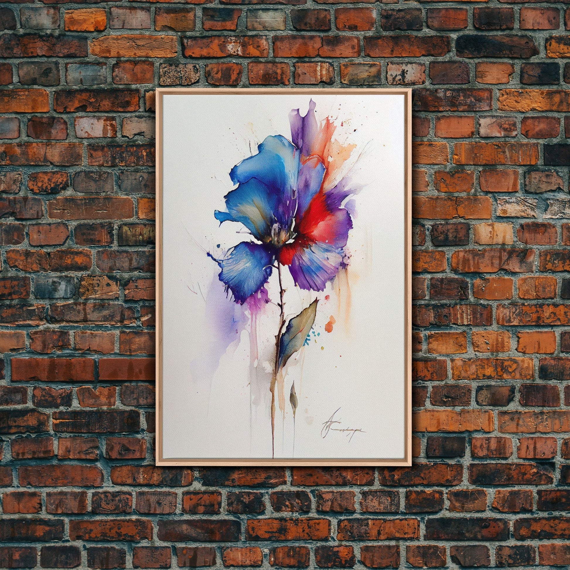 Red and Blue Vintage Style Framed Canvas Art, Vintage Floral Print, Vintage White Roses Painting, Still Life Botanical Farmhouse print, - Armand’s Maison & Marché