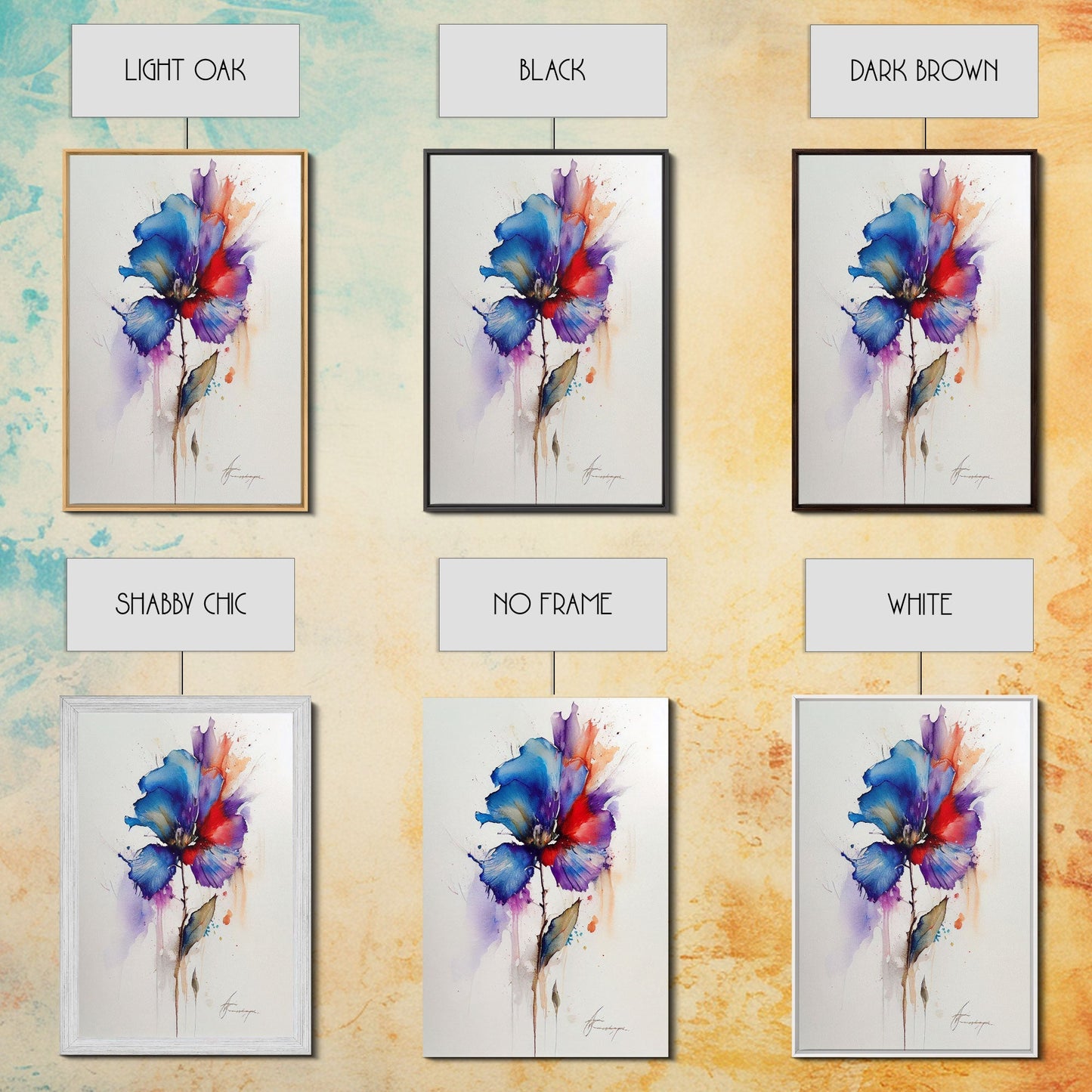 Red and Blue Vintage Style Framed Canvas Art, Vintage Floral Print, Vintage White Roses Painting, Still Life Botanical Farmhouse print, - Armand’s Maison & Marché