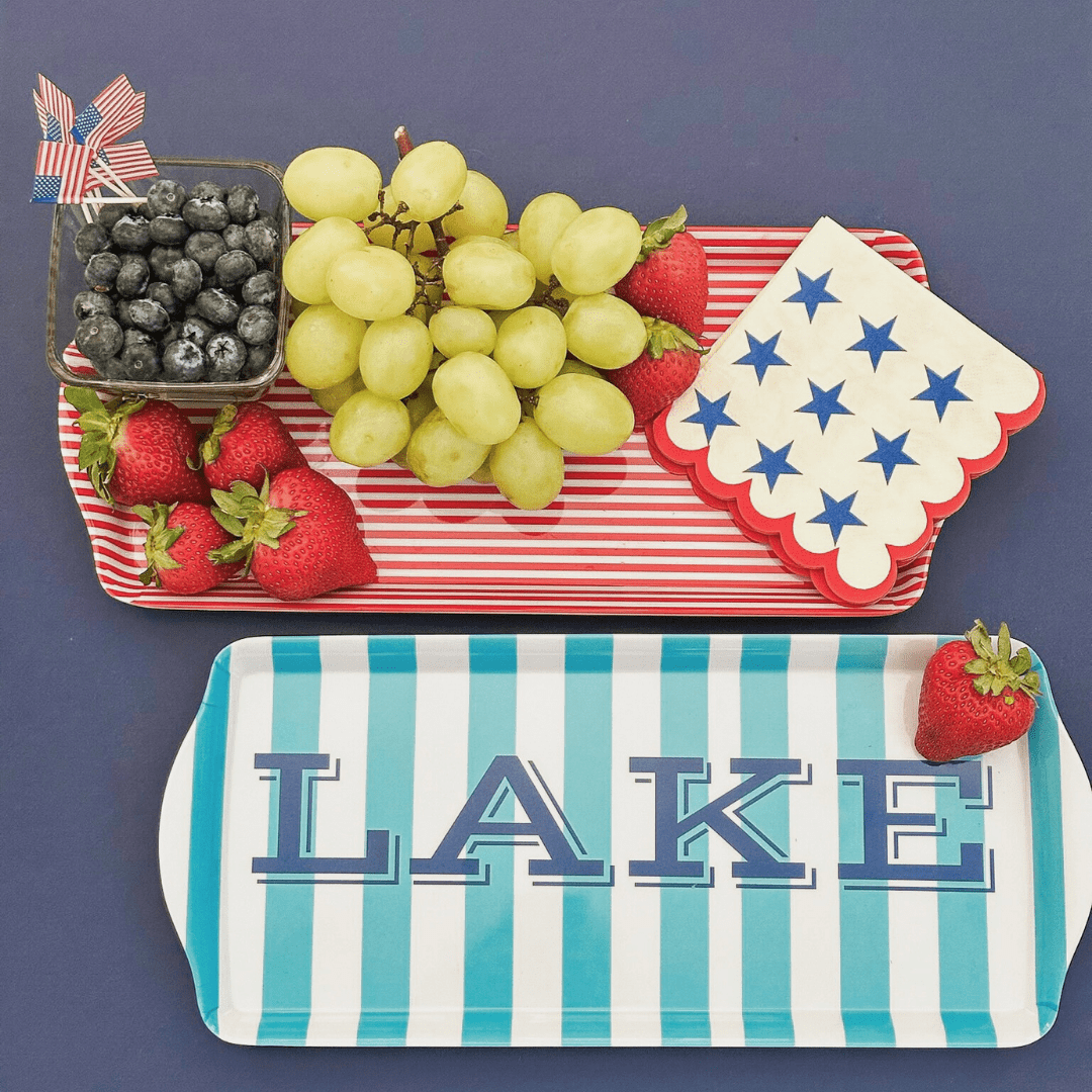 Red Stripe Melamine Tray Reusable Party Platter for Snacks, Appetizers & Desserts - Armand’s Maison & Marché