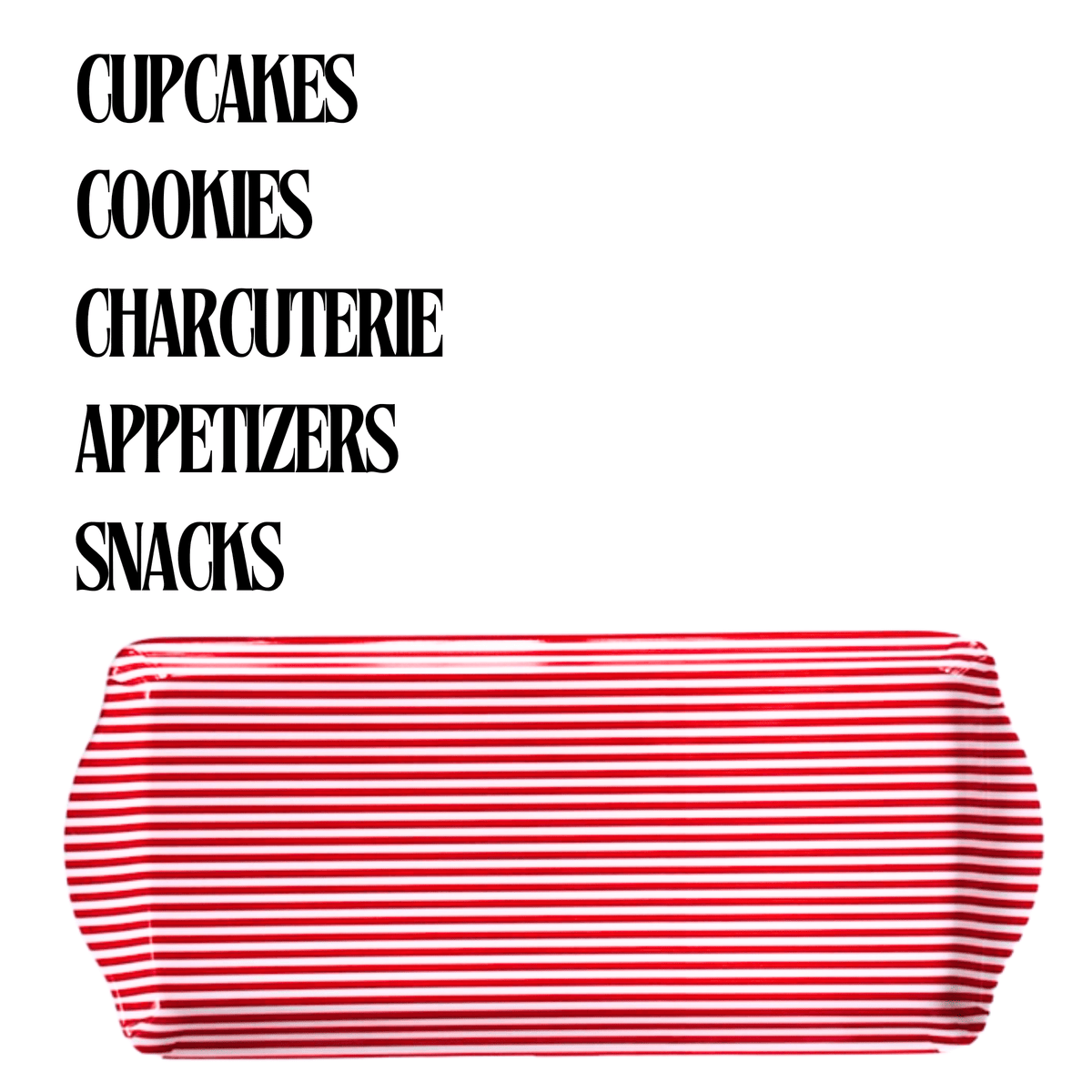 Red Stripe Melamine Tray Reusable Party Platter for Snacks, Appetizers & Desserts - Armand’s Maison & Marché