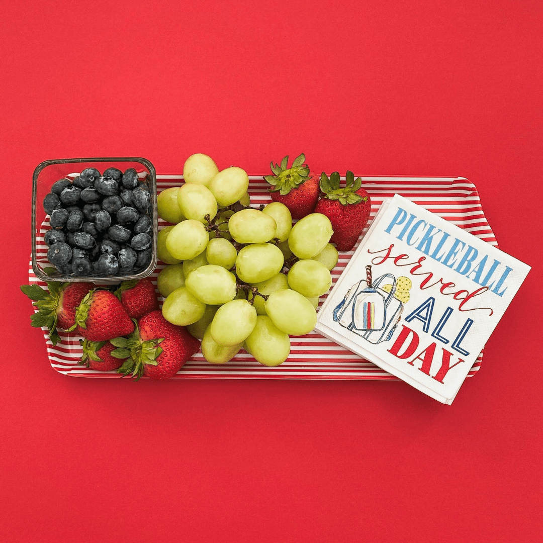 Red Stripe Melamine Tray Reusable Party Platter for Snacks, Appetizers & Desserts - Armand’s Maison & Marché