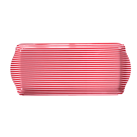Red Stripe Melamine Tray Reusable Party Platter for Snacks, Appetizers & Desserts - Armand’s Maison & Marché