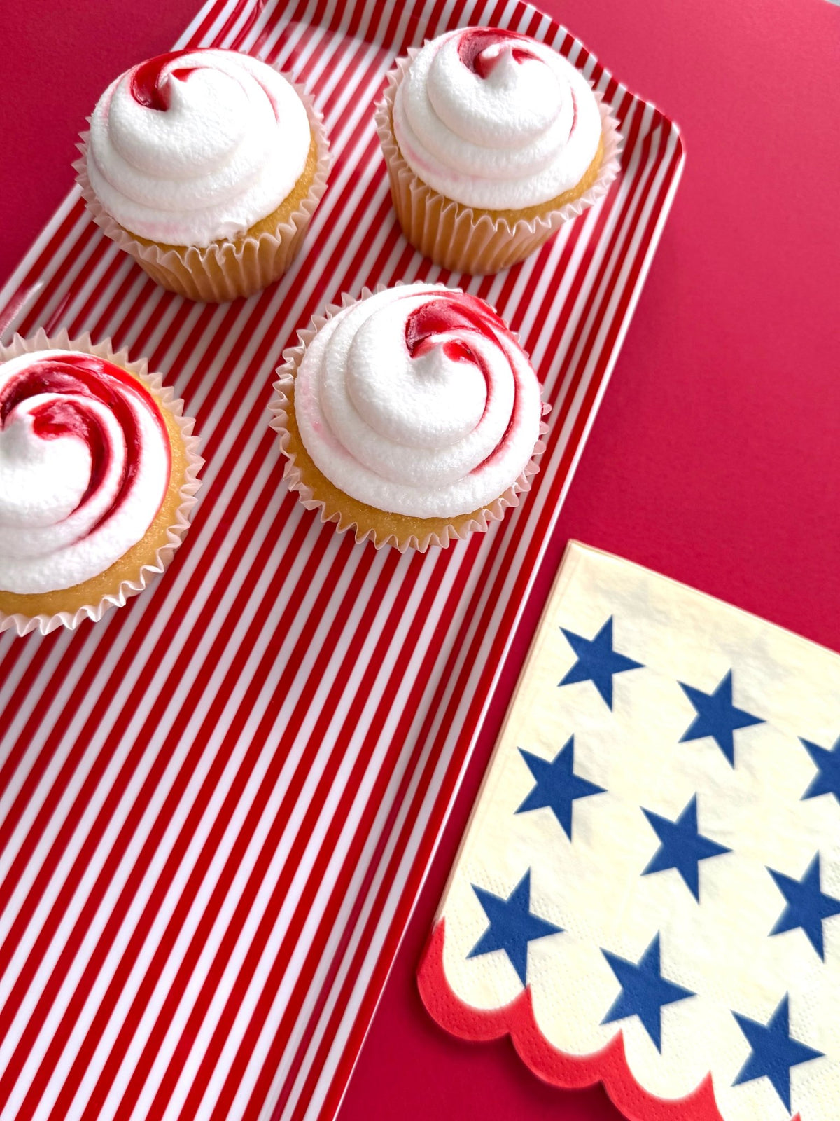 Red Stripe Melamine Tray Reusable Party Platter for Snacks, Appetizers & Desserts - Armand’s Maison & Marché