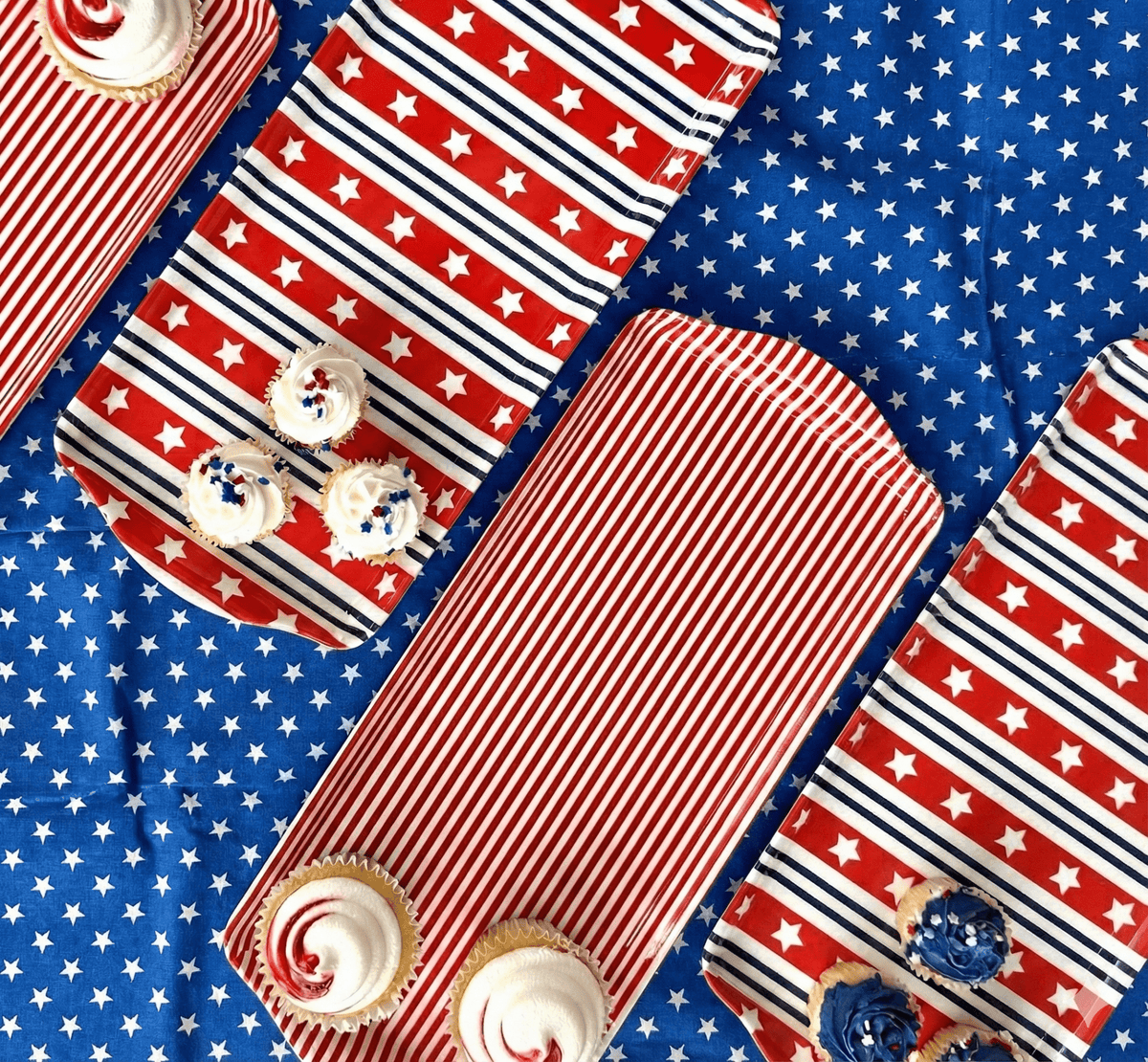 Red Stripe Melamine Tray Reusable Party Platter for Snacks, Appetizers & Desserts - Armand’s Maison & Marché
