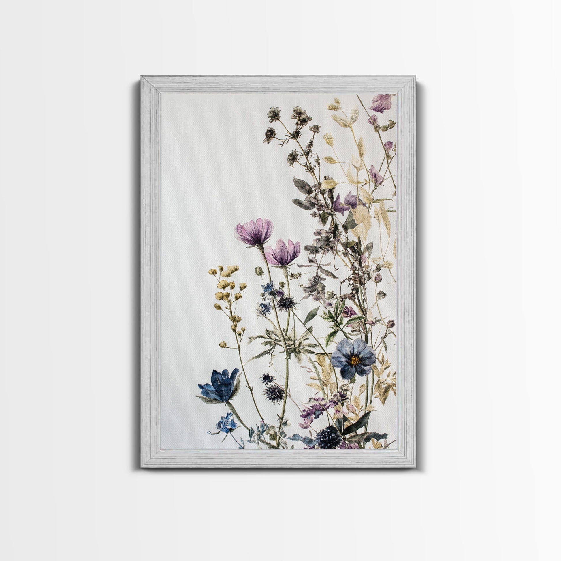 Retro Floral Decor Framed Canvas Print Modern Farmhouse Minimalist Wildflowers Painting Botanical Wall Art - Armand’s Maison & Marché