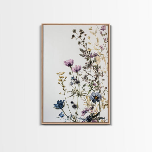 Retro Floral Decor Framed Canvas Print Modern Farmhouse Minimalist Wildflowers Painting Botanical Wall Art - Armand’s Maison & Marché