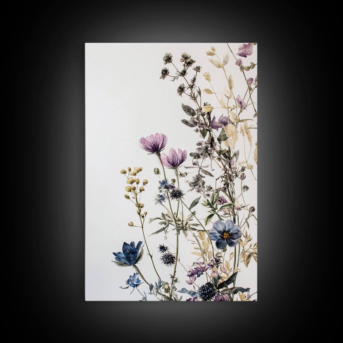 Retro Floral Decor Framed Canvas Print Modern Farmhouse Minimalist Wildflowers Painting Botanical Wall Art - Armand’s Maison & Marché