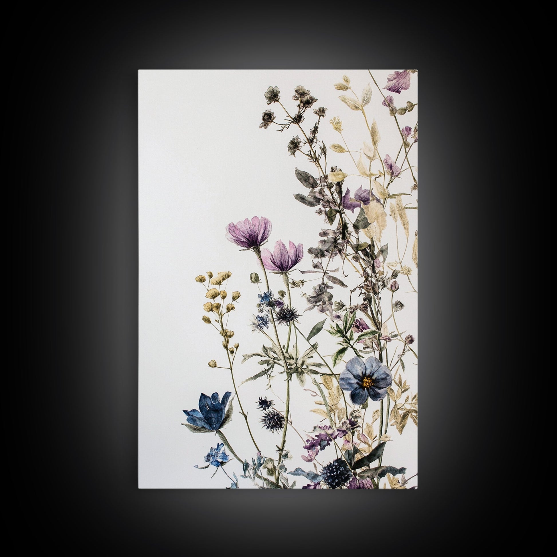 Retro Floral Decor Framed Canvas Print Modern Farmhouse Minimalist Wildflowers Painting Botanical Wall Art - Armand’s Maison & Marché