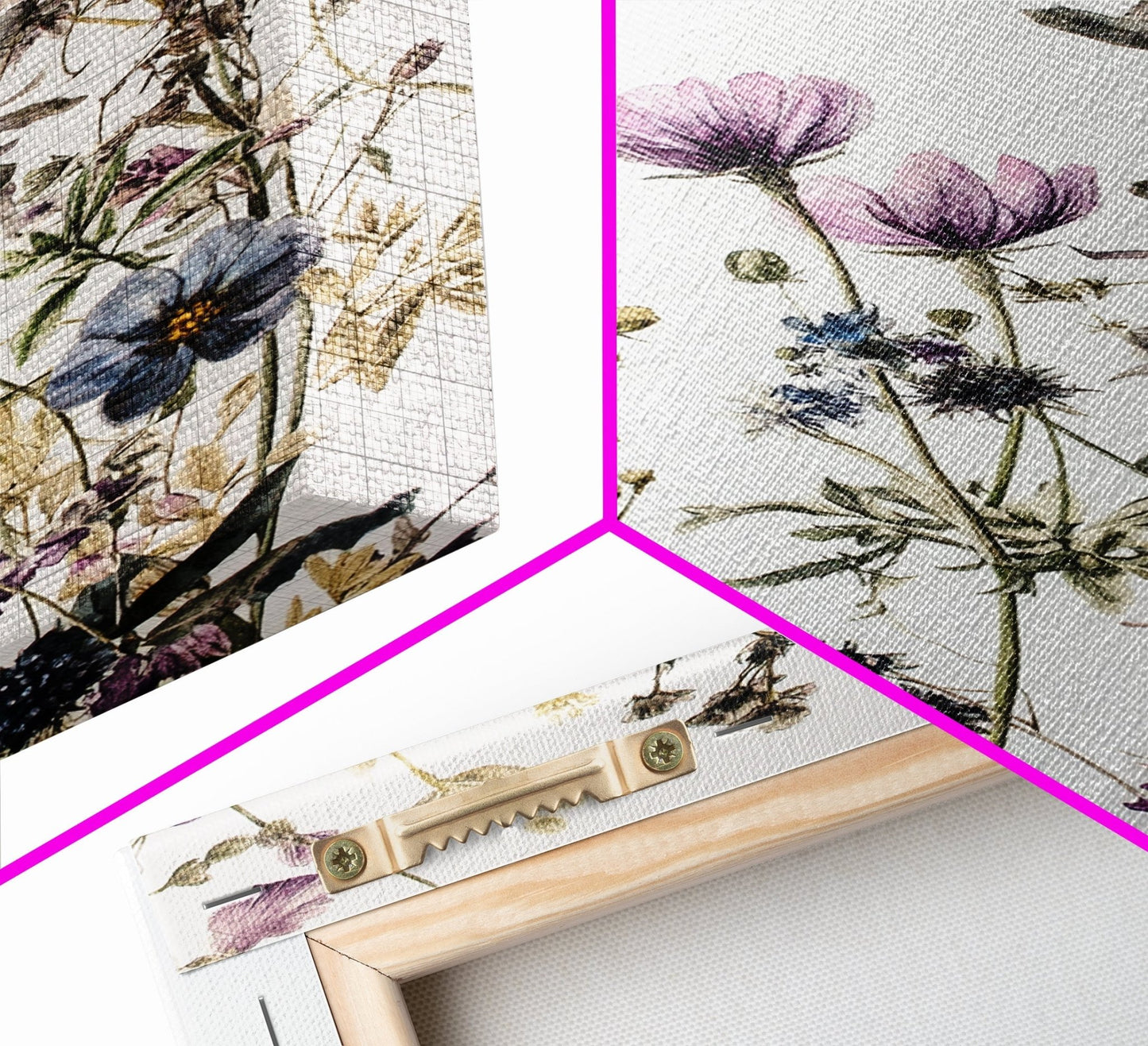 Retro Floral Decor Framed Canvas Print Modern Farmhouse Minimalist Wildflowers Painting Botanical Wall Art - Armand’s Maison & Marché