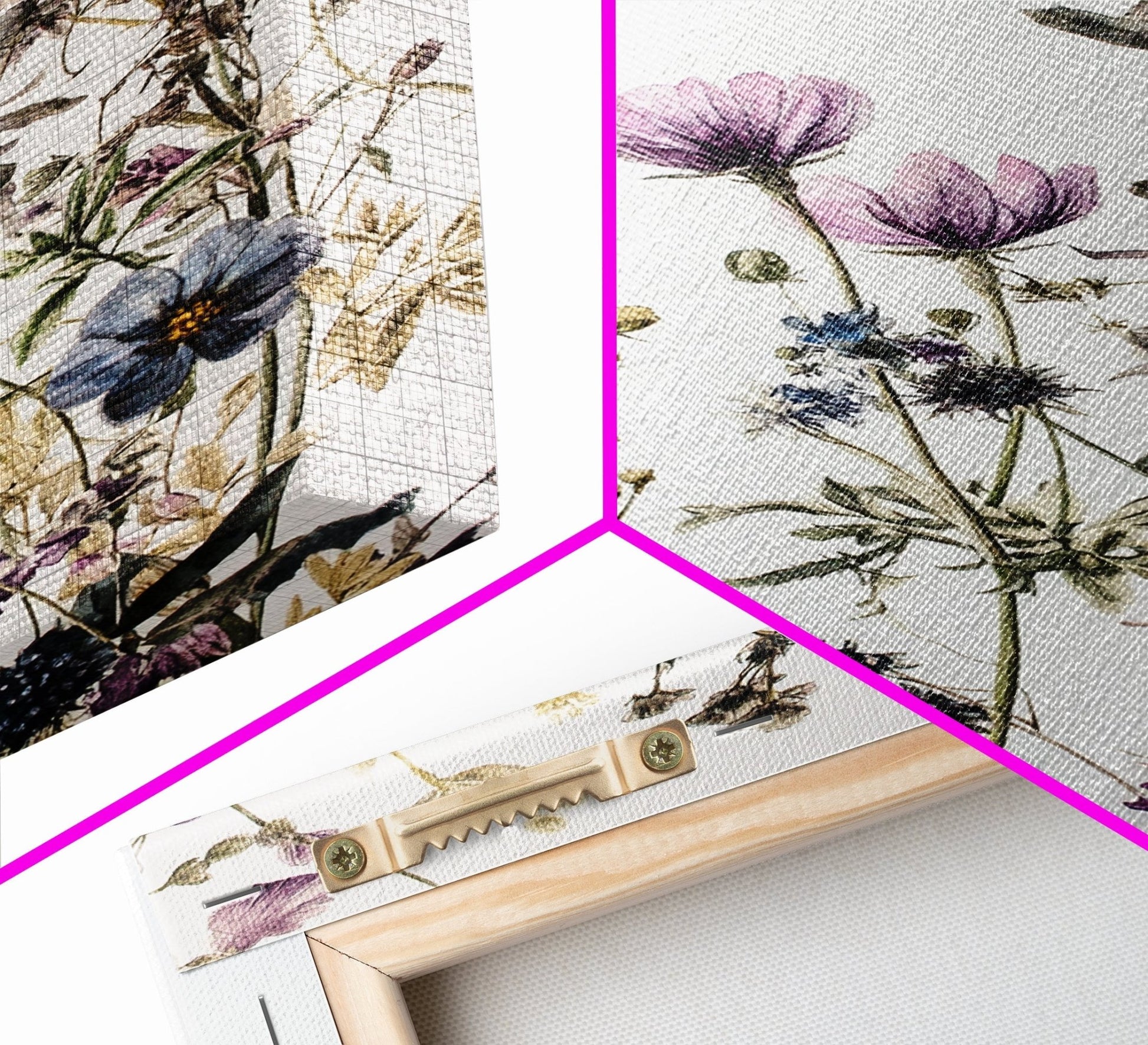 Retro Floral Decor Framed Canvas Print Modern Farmhouse Minimalist Wildflowers Painting Botanical Wall Art - Armand’s Maison & Marché