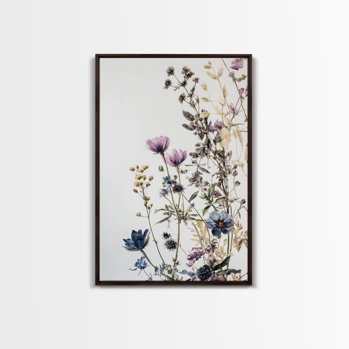 Retro Floral Decor Framed Canvas Print Modern Farmhouse Minimalist Wildflowers Painting Botanical Wall Art - Armand’s Maison & Marché