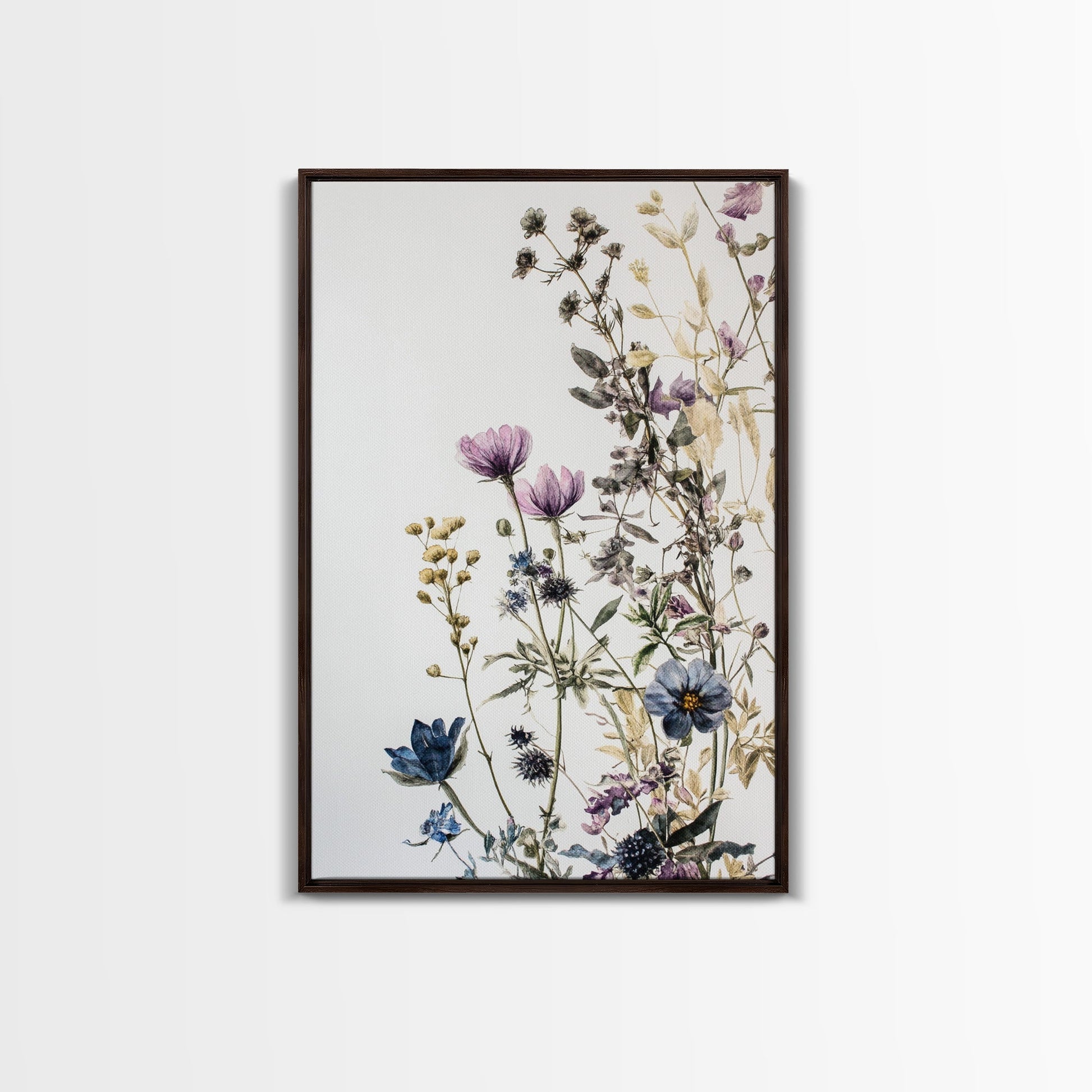 Retro Floral Decor Framed Canvas Print Modern Farmhouse Minimalist Wildflowers Painting Botanical Wall Art - Armand’s Maison & Marché
