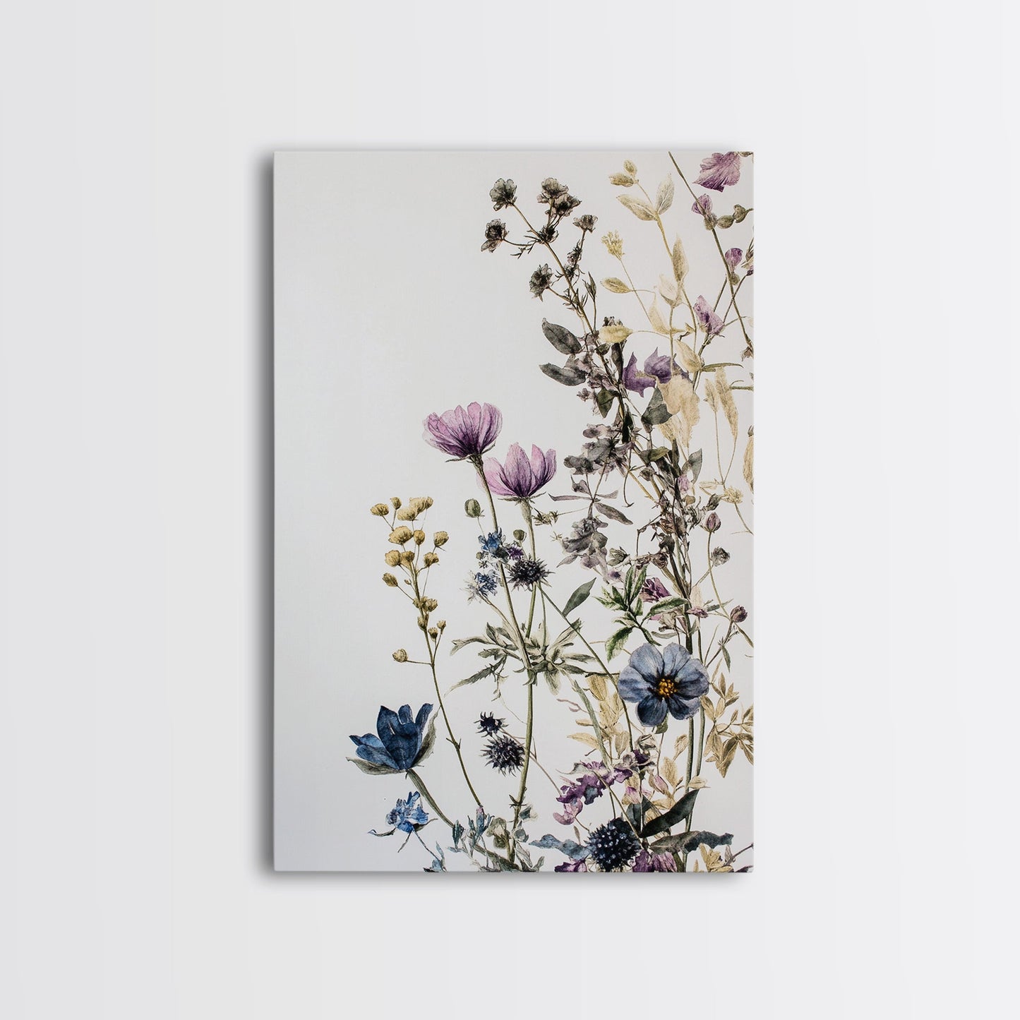 Retro Floral Decor Framed Canvas Print Modern Farmhouse Minimalist Wildflowers Painting Botanical Wall Art - Armand’s Maison & Marché
