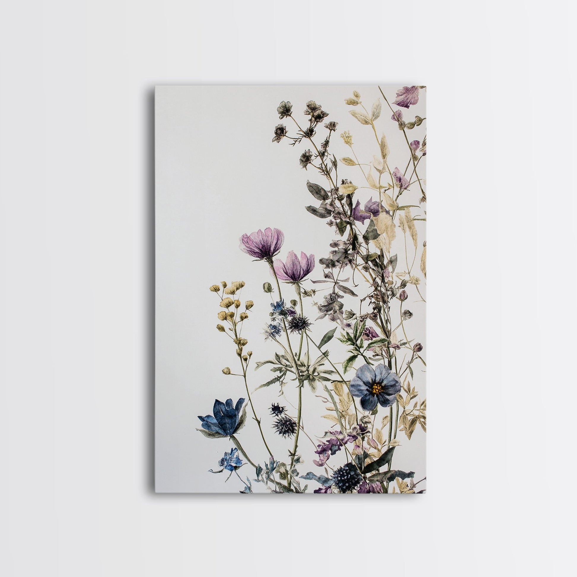 Retro Floral Decor Framed Canvas Print Modern Farmhouse Minimalist Wildflowers Painting Botanical Wall Art - Armand’s Maison & Marché