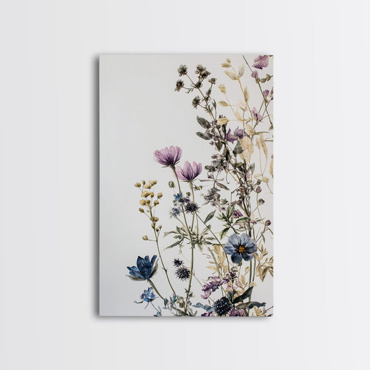 Retro Floral Decor Framed Canvas Print Modern Farmhouse Minimalist Wildflowers Painting Botanical Wall Art - Armand’s Maison & Marché