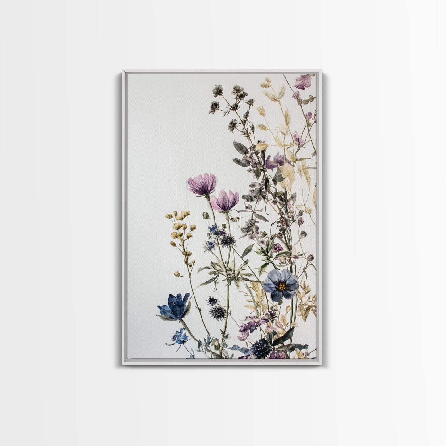Retro Floral Decor Framed Canvas Print Modern Farmhouse Minimalist Wildflowers Painting Botanical Wall Art - Armand’s Maison & Marché