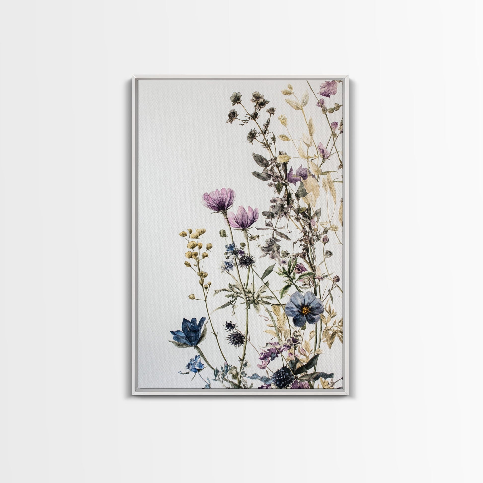 Retro Floral Decor Framed Canvas Print Modern Farmhouse Minimalist Wildflowers Painting Botanical Wall Art - Armand’s Maison & Marché