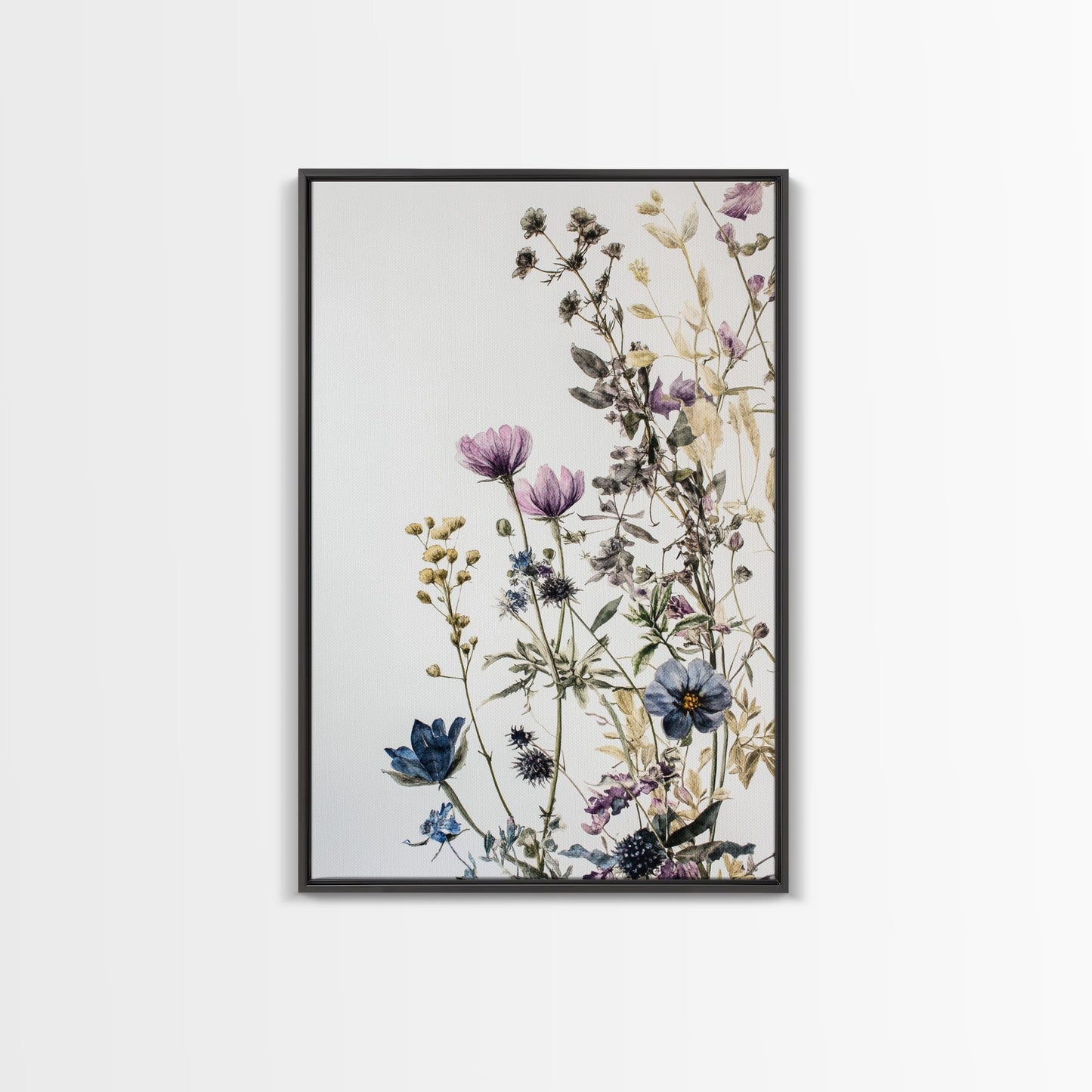 Retro Floral Decor Framed Canvas Print Modern Farmhouse Minimalist Wildflowers Painting Botanical Wall Art - Armand’s Maison & Marché