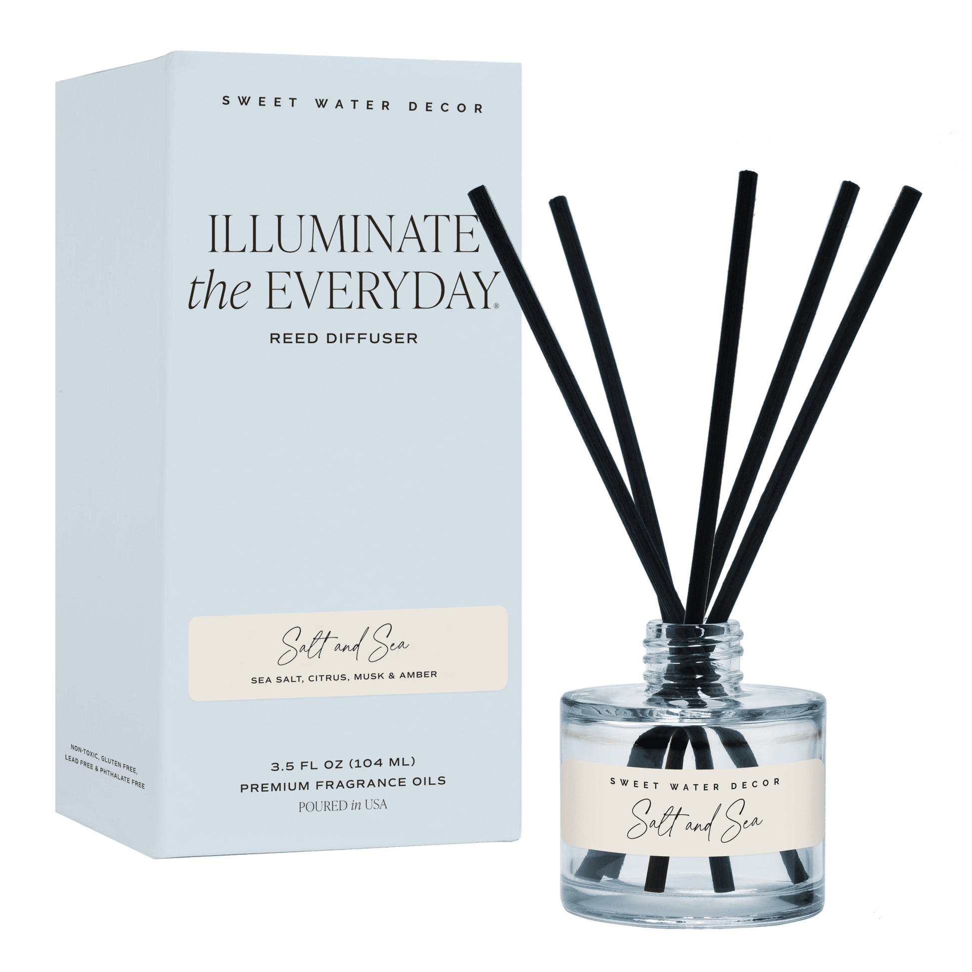 Salt and Sea Blue Tinted Glass Jar Reed Diffuser - Armand’s Maison & Marché