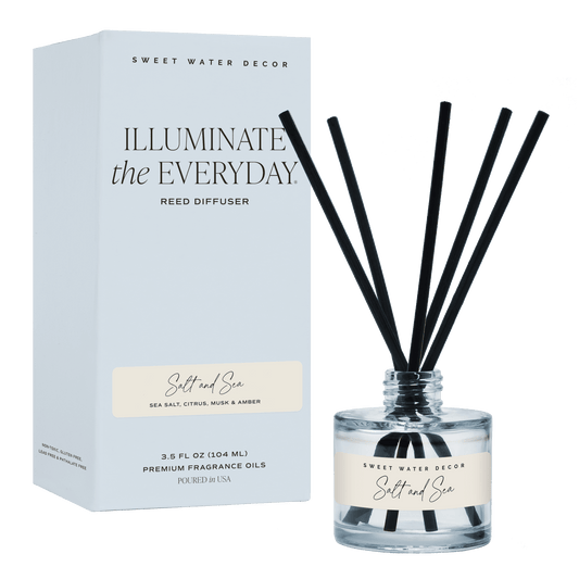 Salt and Sea Blue Tinted Glass Jar Reed Diffuser - Armand’s Maison & Marché