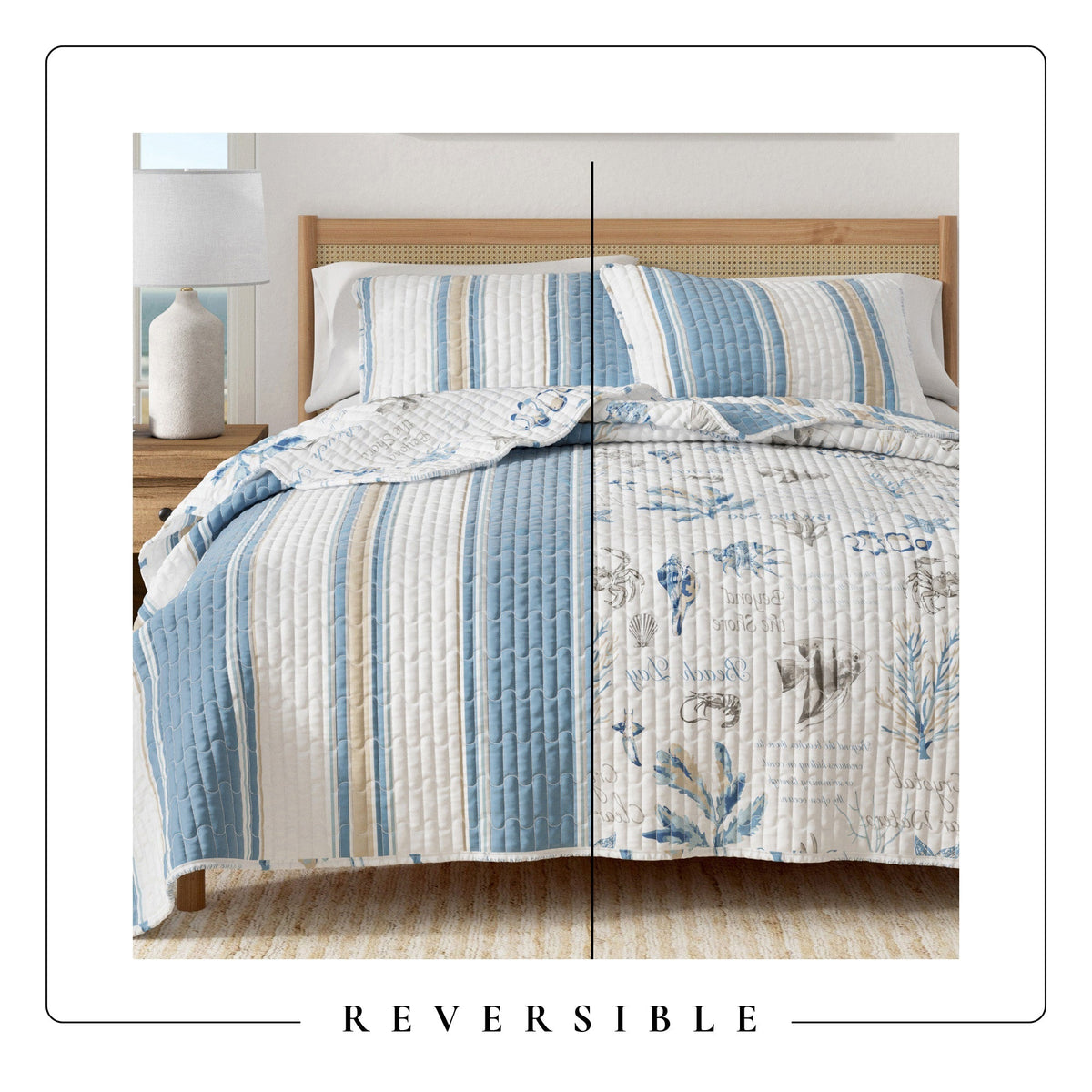 Stripe & Ocean Story Coastal Quilt Set - New Castle Collection - Armand’s Maison & Marché