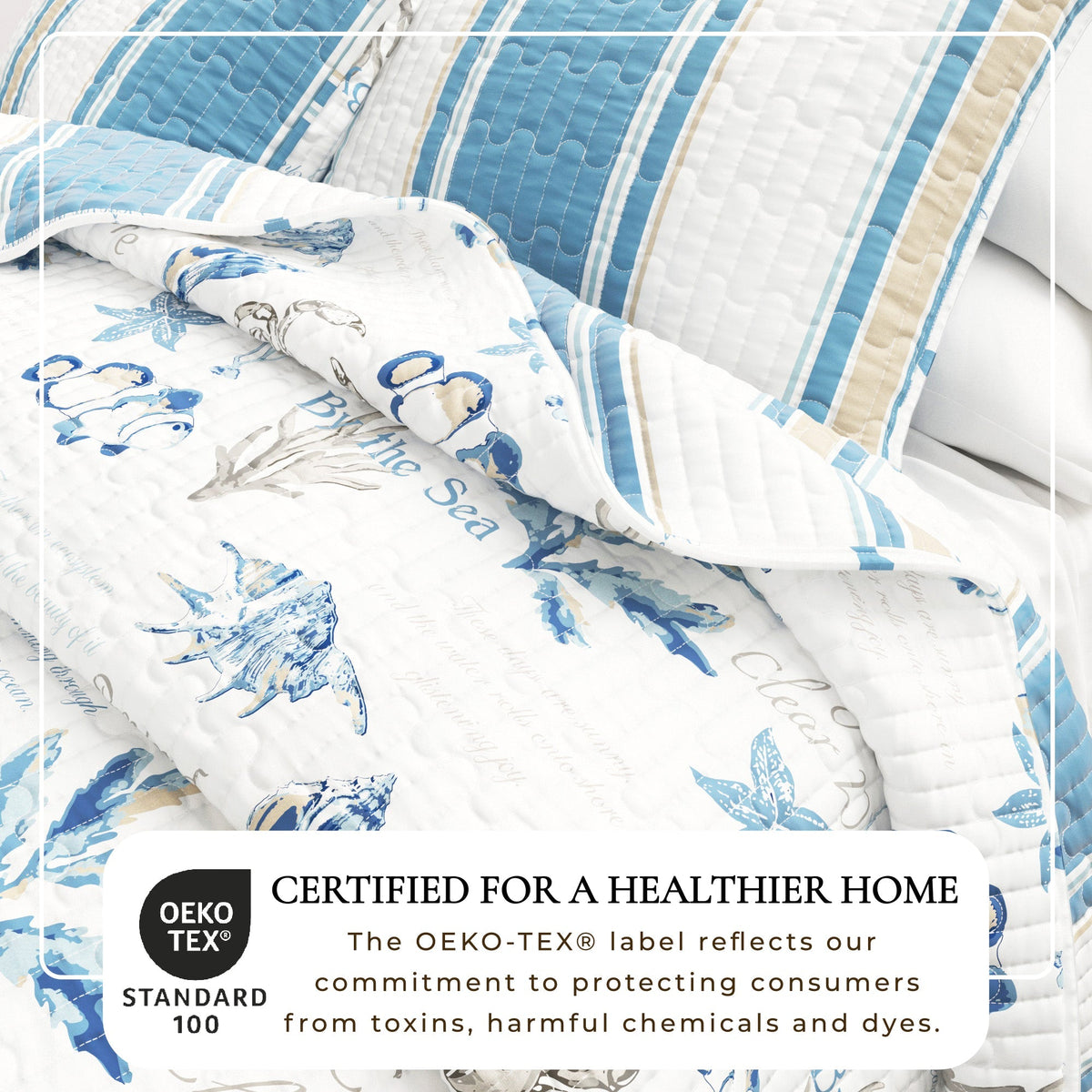 Stripe & Ocean Story Coastal Quilt Set - New Castle Collection - Armand’s Maison & Marché