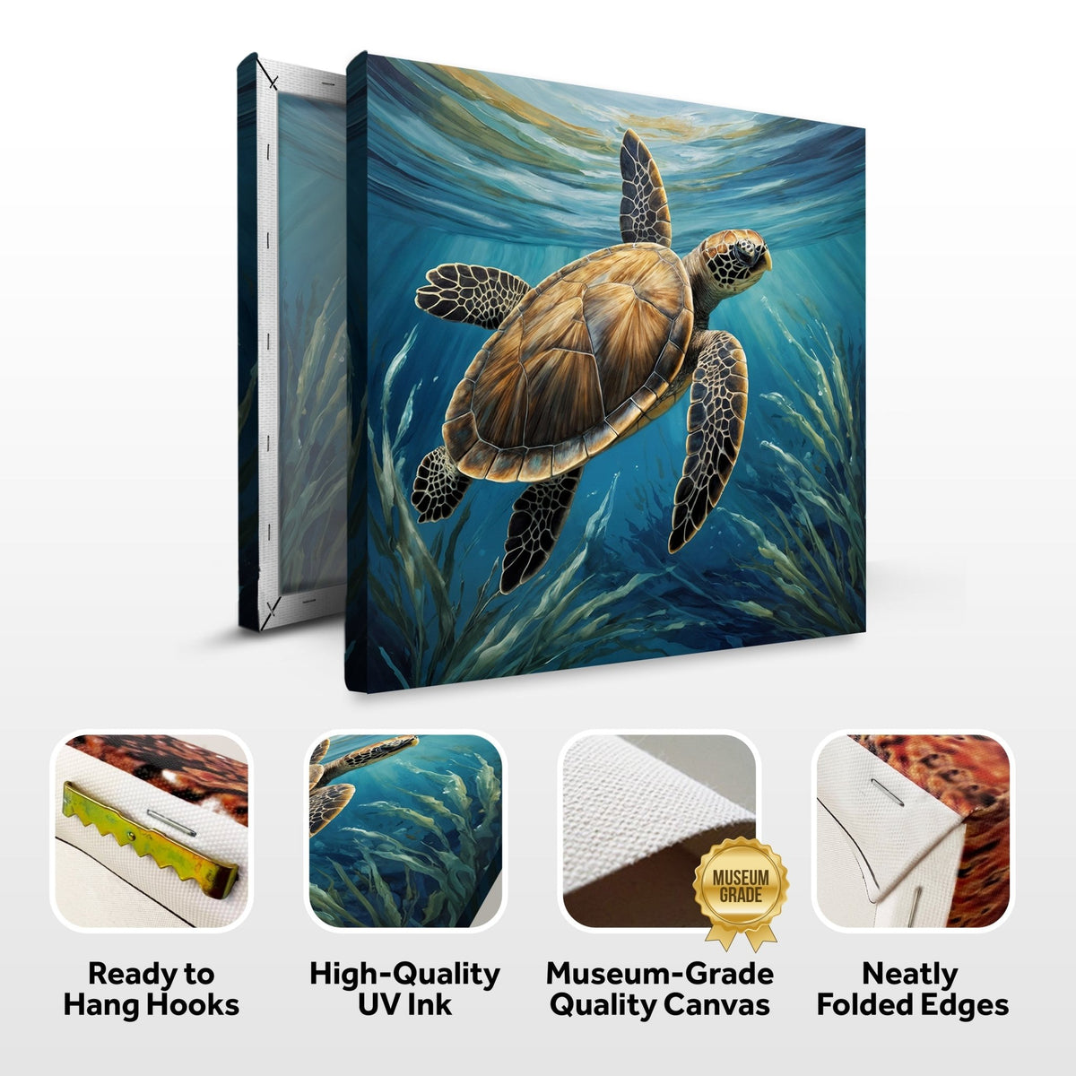 Turtle In Seagrass Coastal Wall Art - Armand’s Maison & Marché