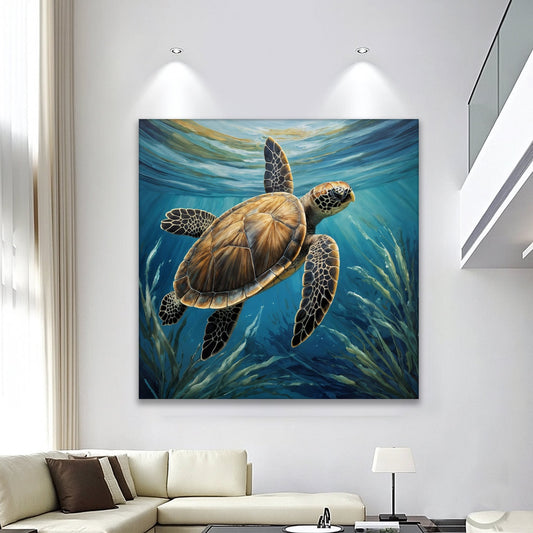 Turtle In Seagrass Coastal Wall Art - Armand’s Maison & Marché