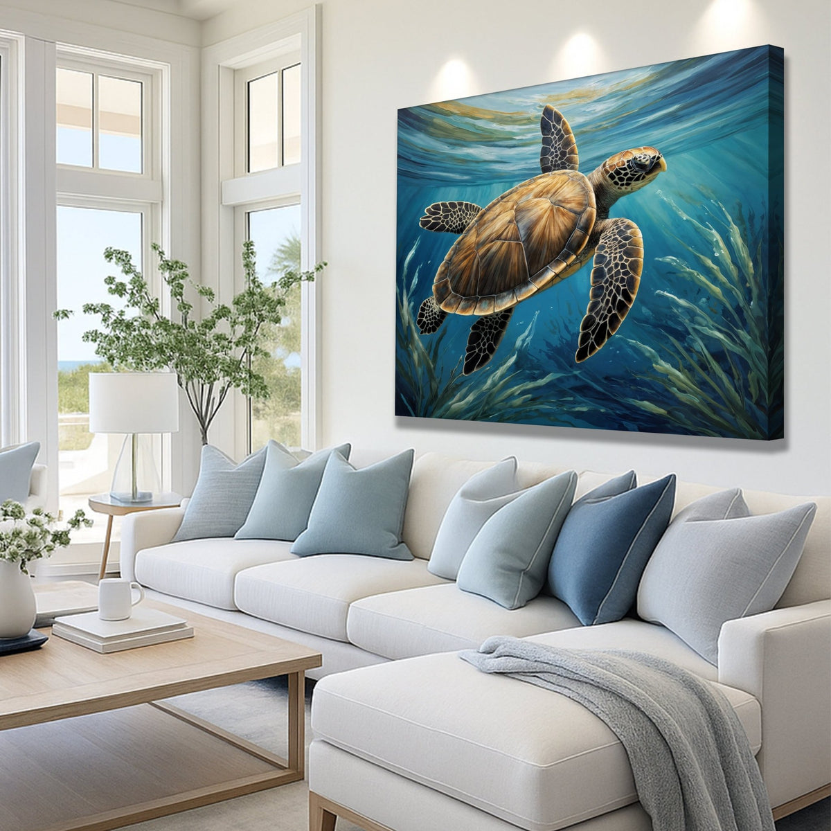 Turtle In Seagrass Coastal Wall Art - Armand’s Maison & Marché