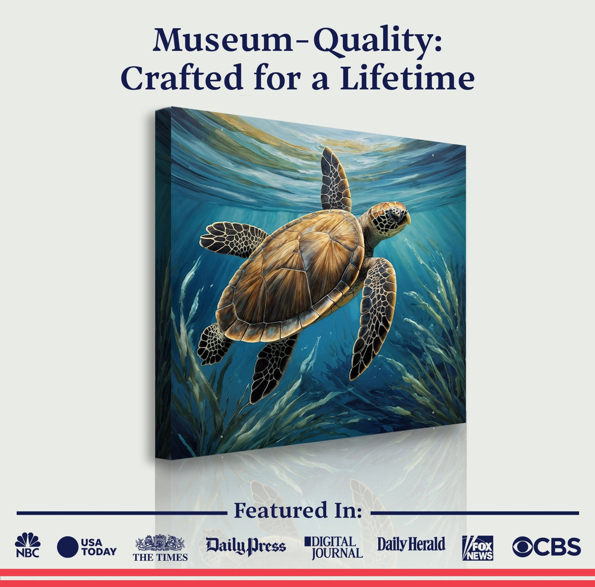 Turtle In Seagrass Coastal Wall Art - Armand’s Maison & Marché