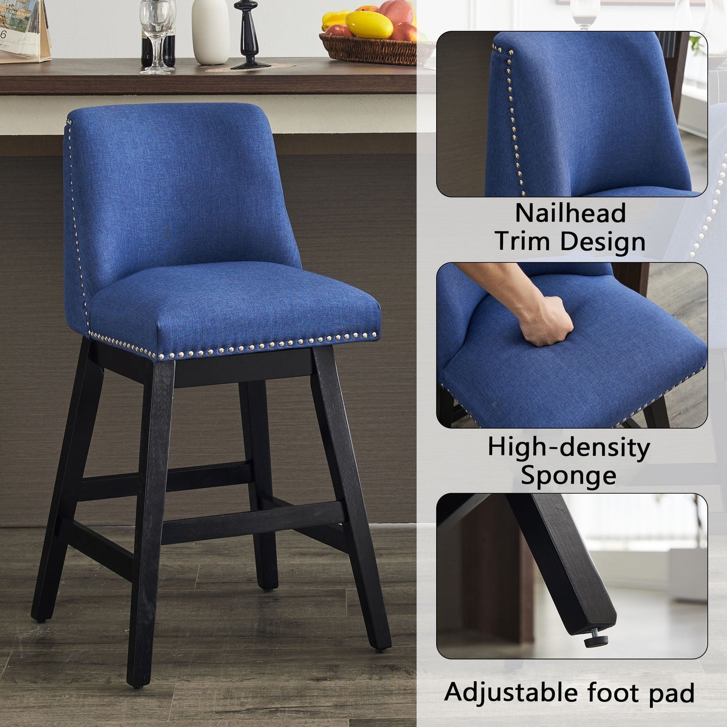 Upholstered Swivel Bar Stool - Armand’s Maison & Marché