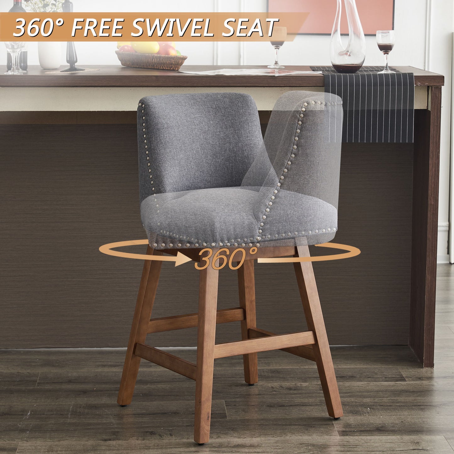 Upholstered Swivel Bar Stool - Armand’s Maison & Marché