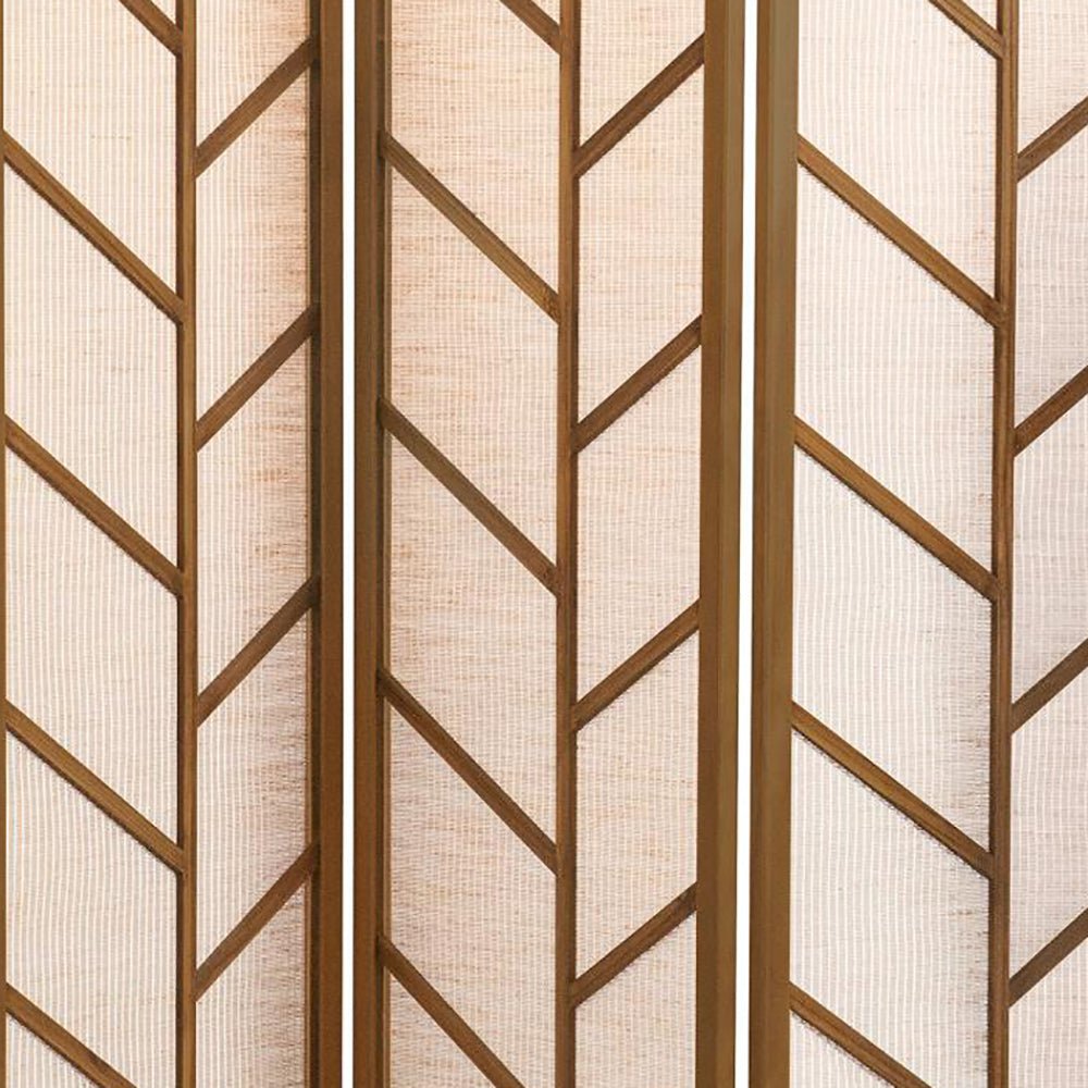 Walnut and Jute Three-Panel Folding Screen - Armand’s Maison & Marché