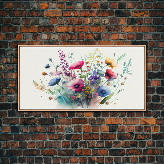 Wildflowers, Watercolor Floral Print, Framed Canvas Art, Beautiful watercolor flower art - Armand’s Maison & Marché