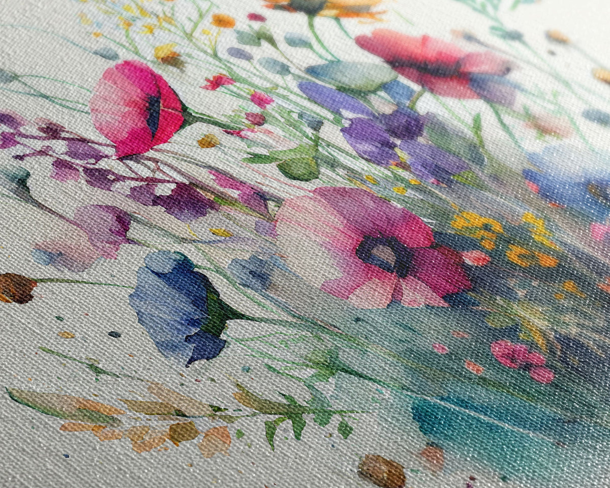 Wildflowers, Watercolor Floral Print, Framed Canvas Art, Beautiful watercolor flower art - Armand’s Maison & Marché