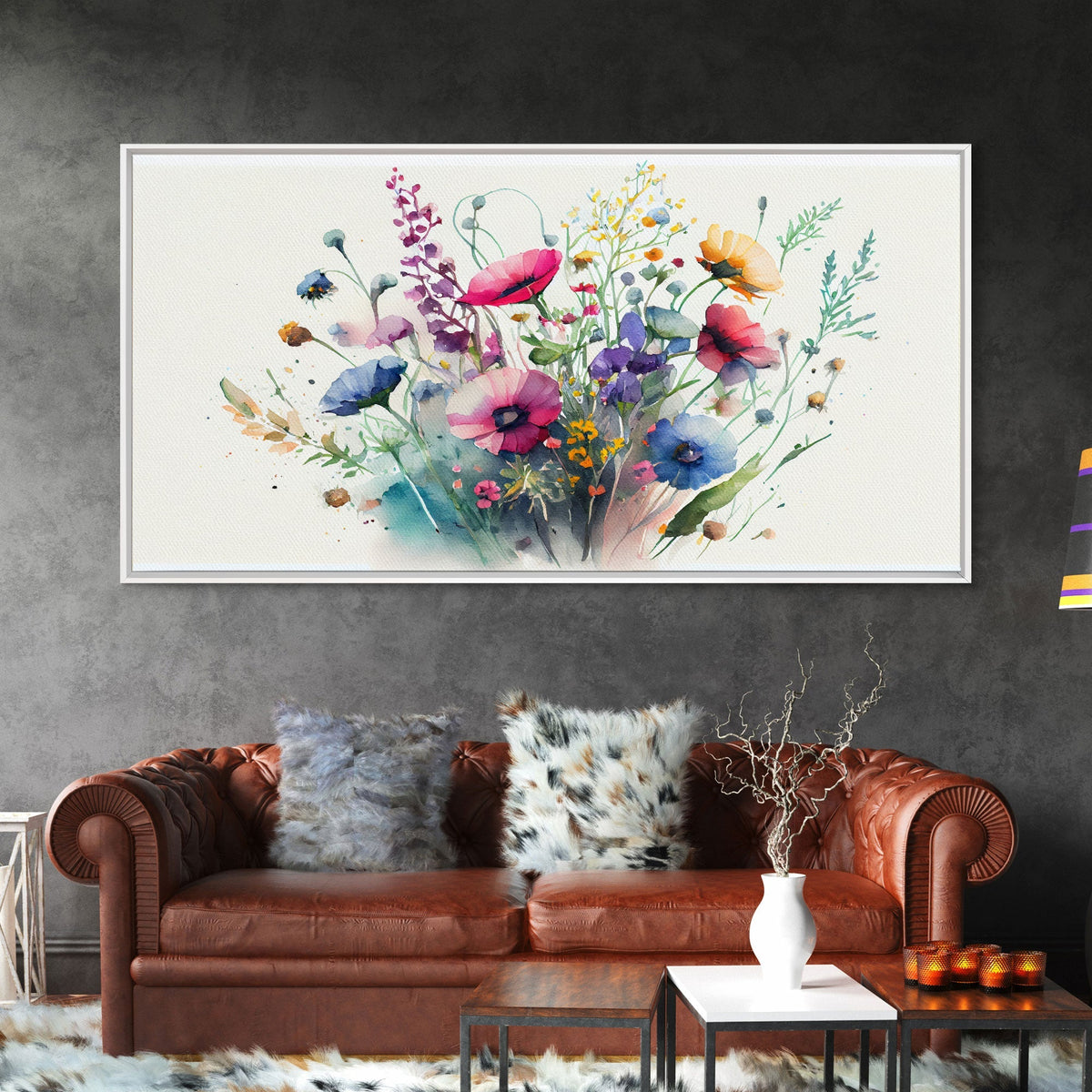 Wildflowers, Watercolor Floral Print, Framed Canvas Art, Beautiful watercolor flower art - Armand’s Maison & Marché