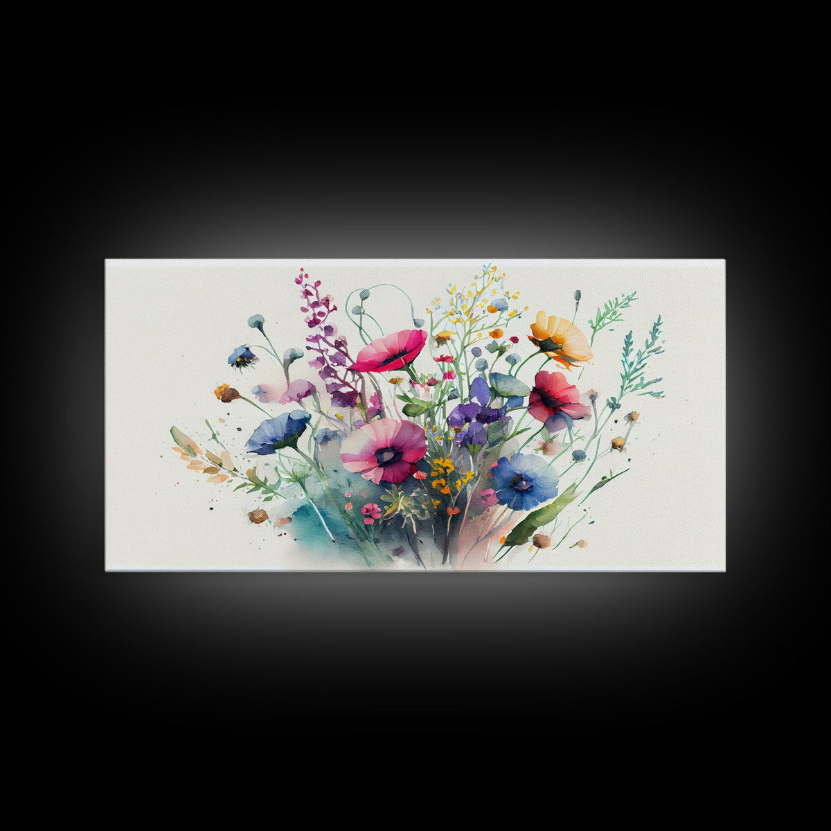 Wildflowers, Watercolor Floral Print, Framed Canvas Art, Beautiful watercolor flower art - Armand’s Maison & Marché