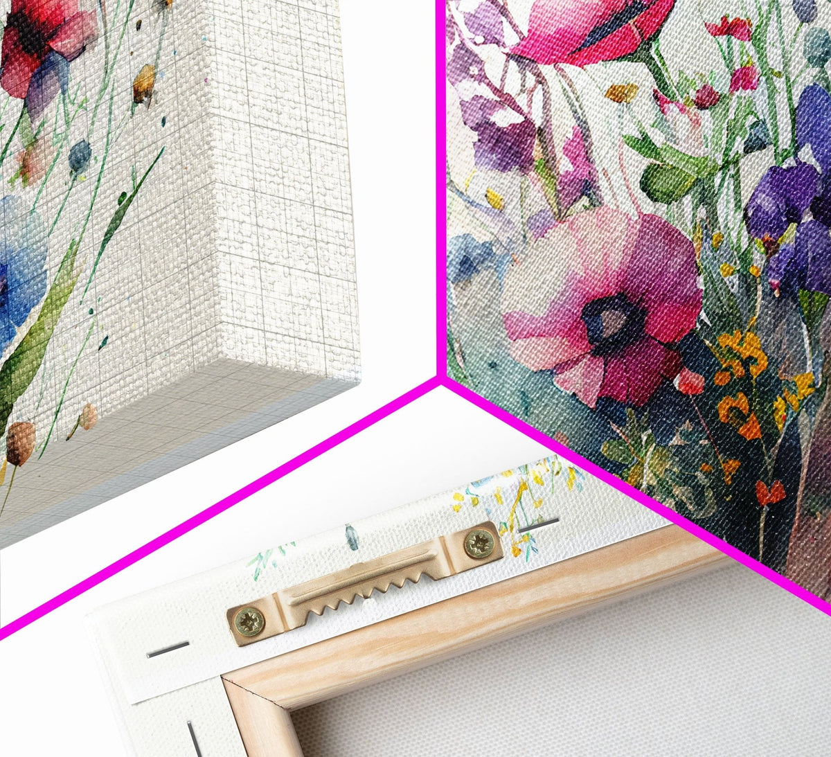 Wildflowers, Watercolor Floral Print, Framed Canvas Art, Beautiful watercolor flower art - Armand’s Maison & Marché
