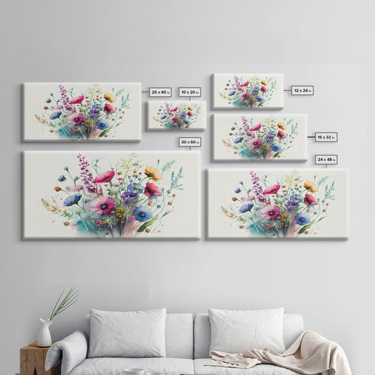 Wildflowers, Watercolor Floral Print, Framed Canvas Art, Beautiful watercolor flower art - Armand’s Maison & Marché